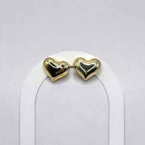 Polished Gold Heart Stud Earrings